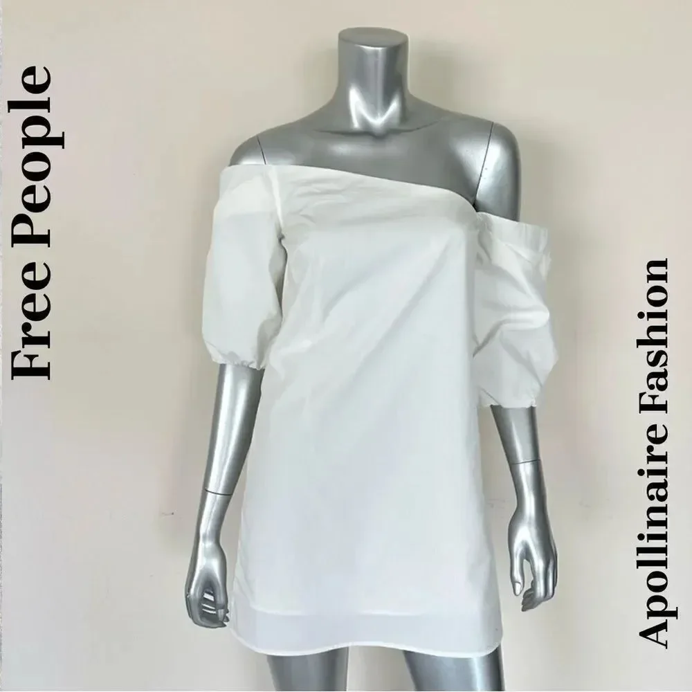 FREE PEOPLE CARLIE TUNIC DRESS WHITE MEDIUM NWT